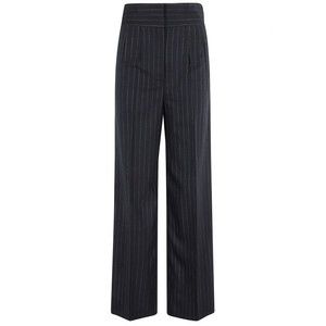 Erika Cavallini High-Waisted Pinstripe Trousers With Back Belt Detail - NWT